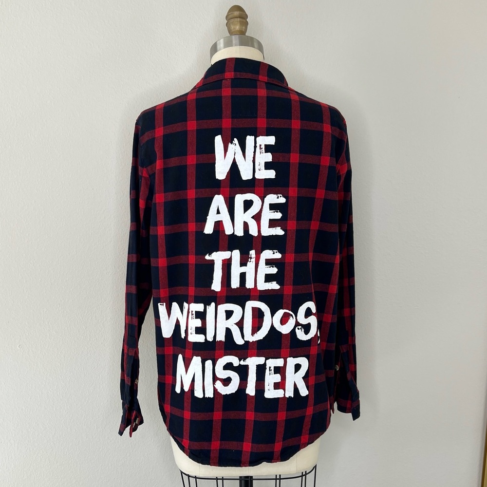CakeWorthy The Craft “We Are The Weirdos” Red Navy Plaid Flannel, Small